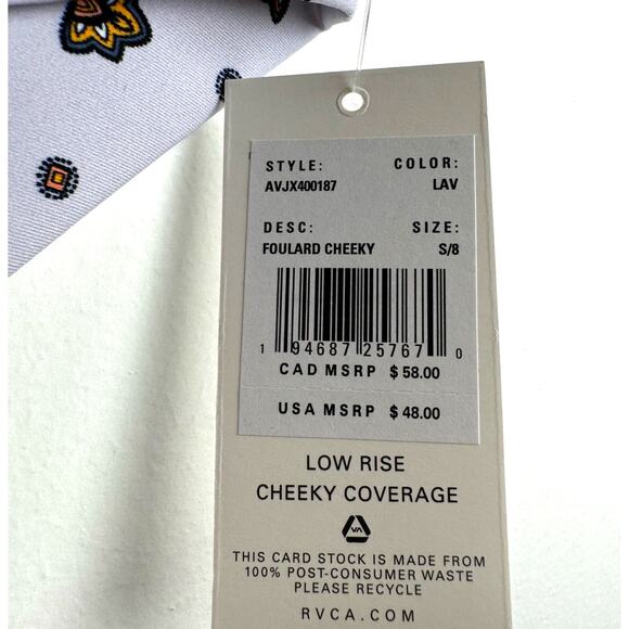 NWT RVCA Women's Foulard Cheeky Lavender Pattern Print Bikini Bottom Small - Picture 5 of 12